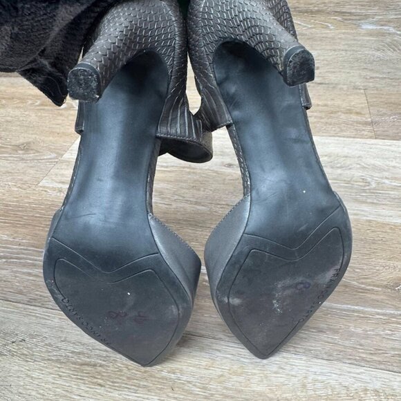 Franco Sarto Anazio Gray Criss Cross Strap Pointed Toe Heels Women's Size 8 - Picture 4 of 7